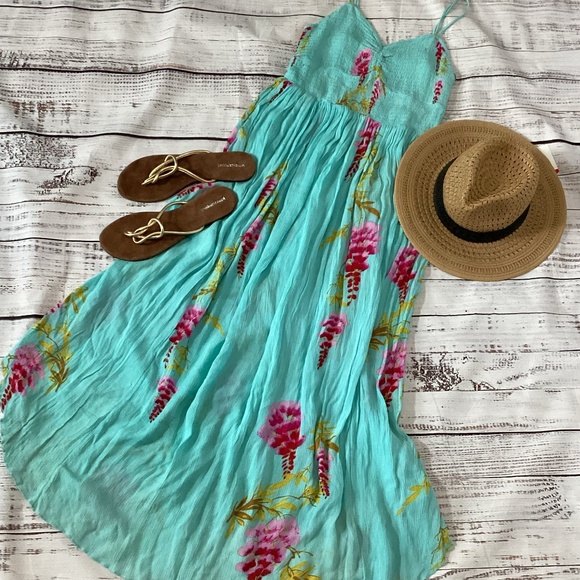 Free People Dresses & Skirts - 591. Free People Pastel Smocked Sundress Floral Print NWOT Size Large